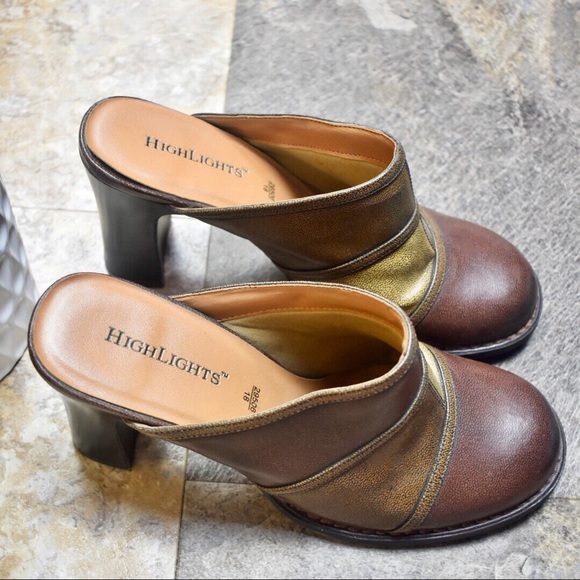 Highlights Shoes - Highlights Block Colored Leather Clogs